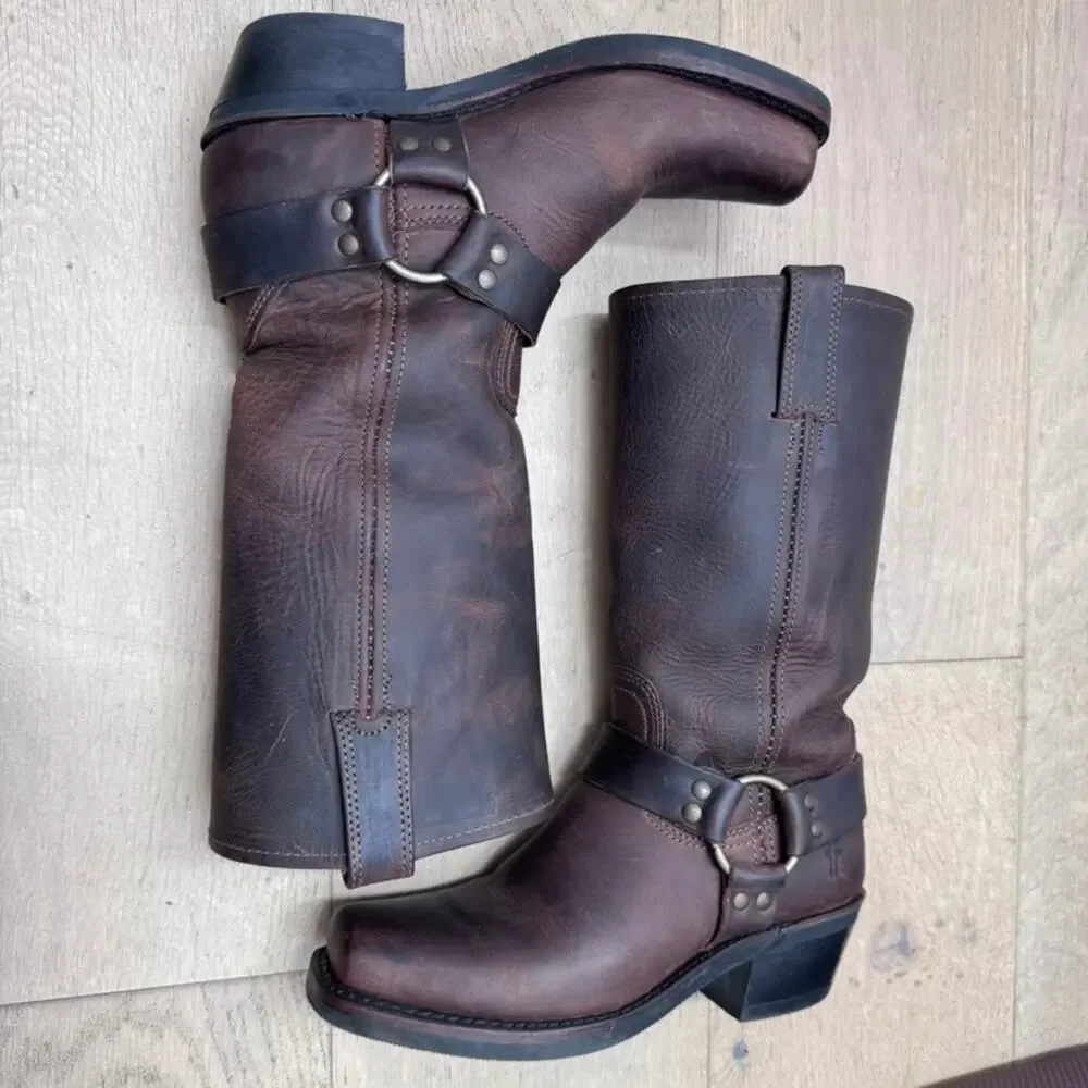 Frye Boots Harness 12R Womens Size 6.5 Brown Smoke